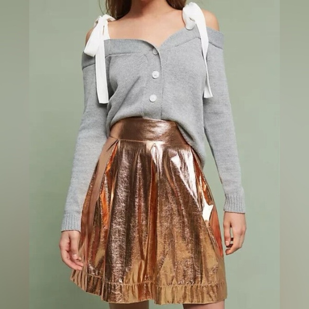 Anthropologie Moulinette Soeurs Metallic Copper Skirt sz large